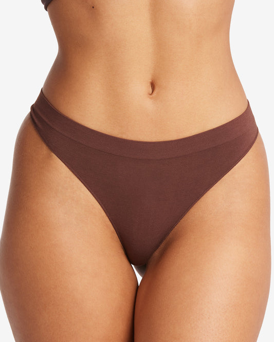 Seamless Bamboo Thong | Chocolate